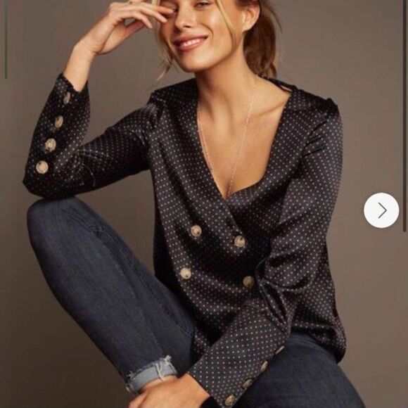 ZARA | Polka dot double breasted Blouse - Picture 8 of 9